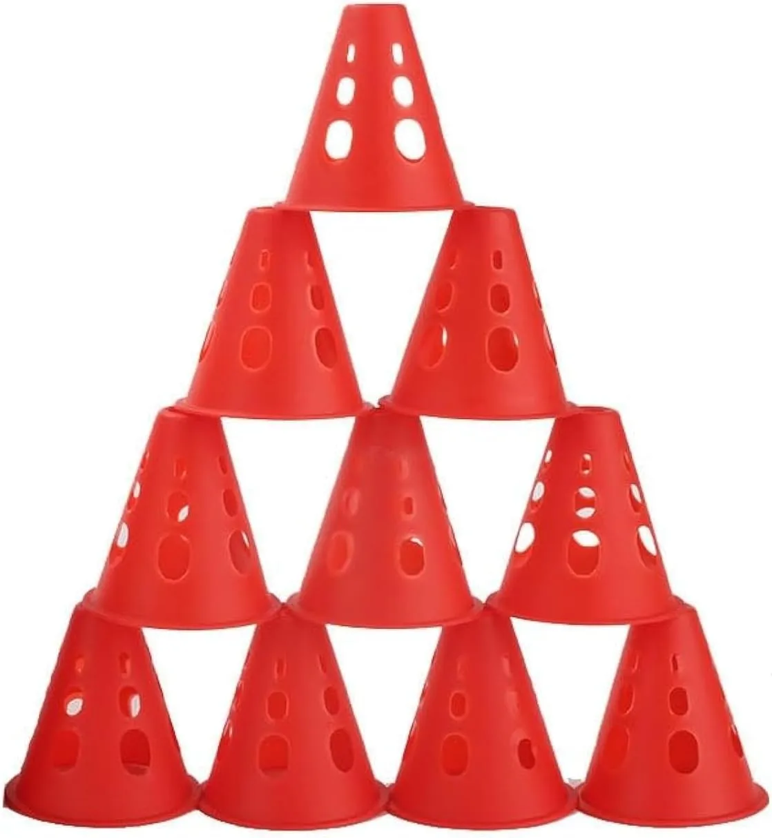 10 Pcs Roller Barricades Cones,Inline Roller Skating Cones Pile Cup Roadblocks Traffic Road Cones Set,Roadblock Traffic Road Cones for Roller Skating and Skate Practice (Red,One Size)