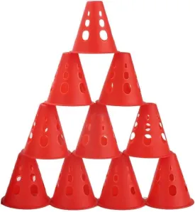 10 Pcs Roller Barricades Cones,Inline Roller Skating Cones Pile Cup Roadblocks Traffic Road Cones Set,Roadblock Traffic Road Cones for Roller Skating and Skate Practice (Red,One Size)