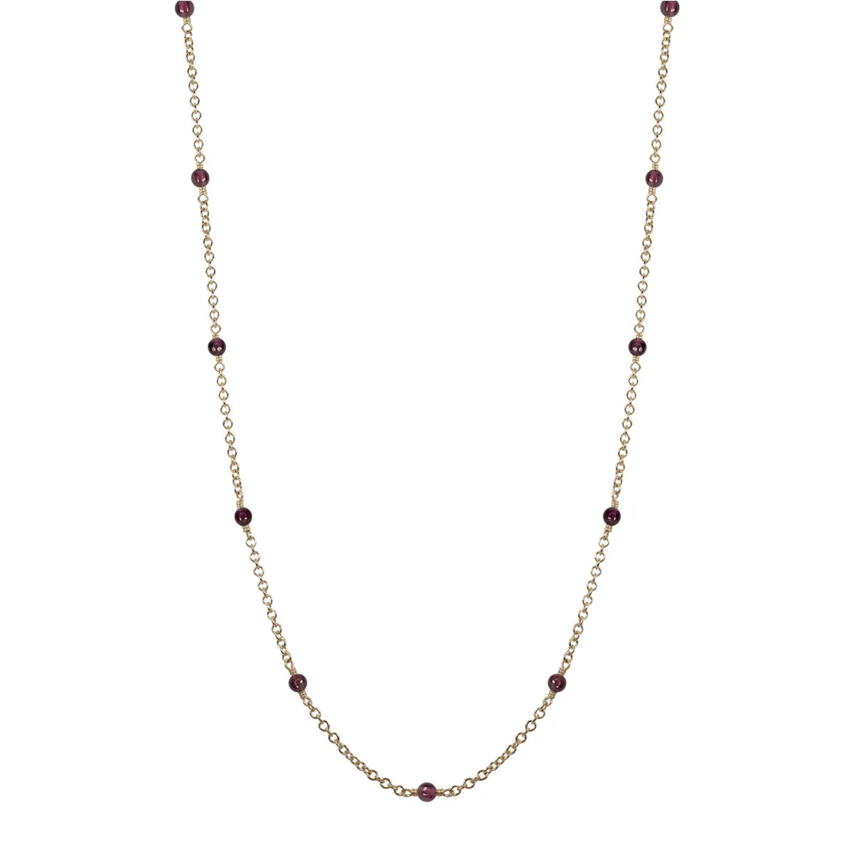 10K Gold Simple Beaded Chain with Garnet