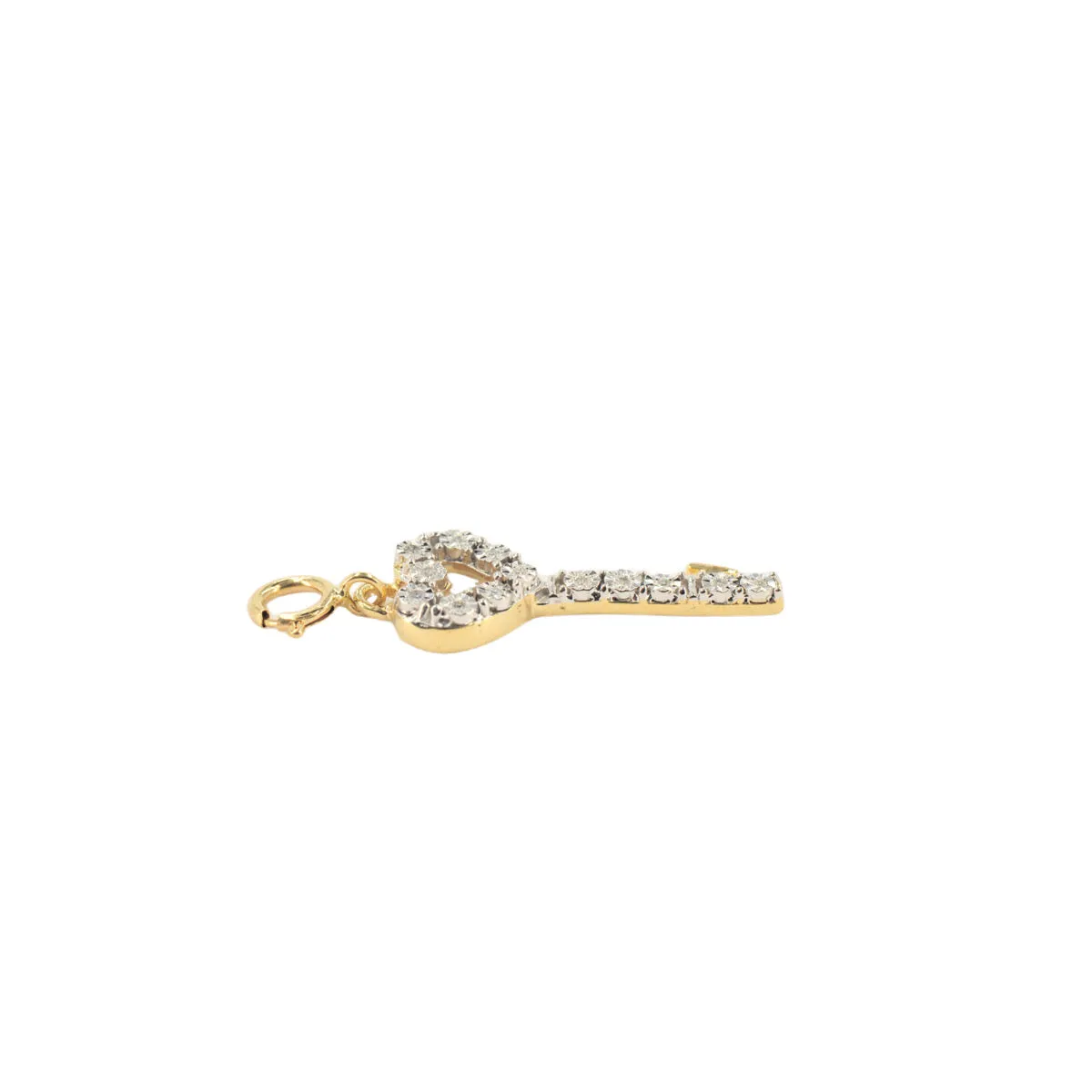 10k Yellow Gold and Diamond 'Heart Key' Charm - 10061