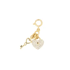 10k Yellow Gold and Diamond 'Heart Lock and Key' Charm - 10068