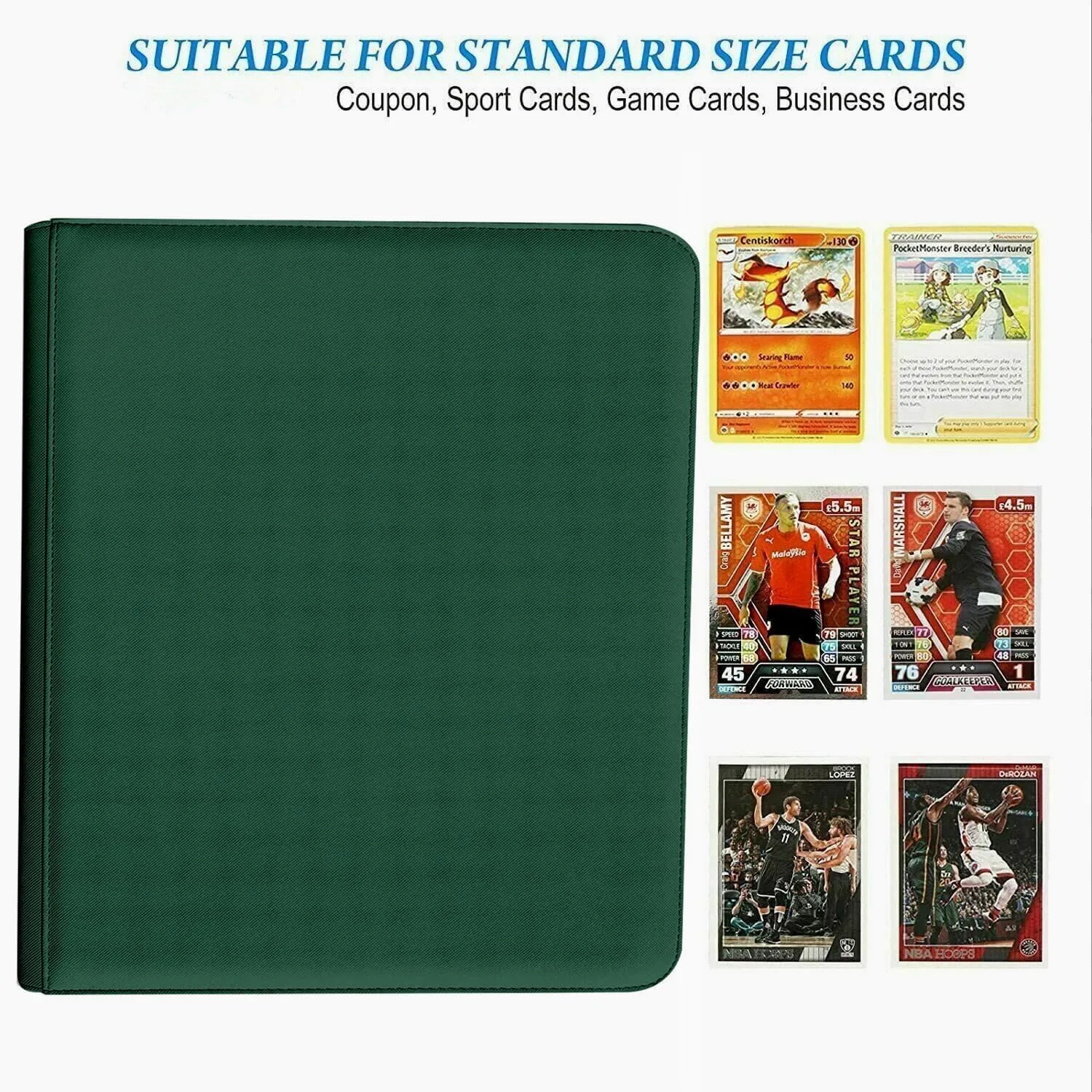 12 Pocket 720 Pockets Trading Card Binder, Ringless Side Loading Card Holder Album, Trading Card Album Fit for YuGiOh, MTG, TCG, Game, Sports, Business Cards (Green)