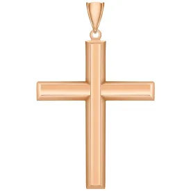 14K Rose Gold Plain & Simple Religious Cross Charm Pendant with High Polish