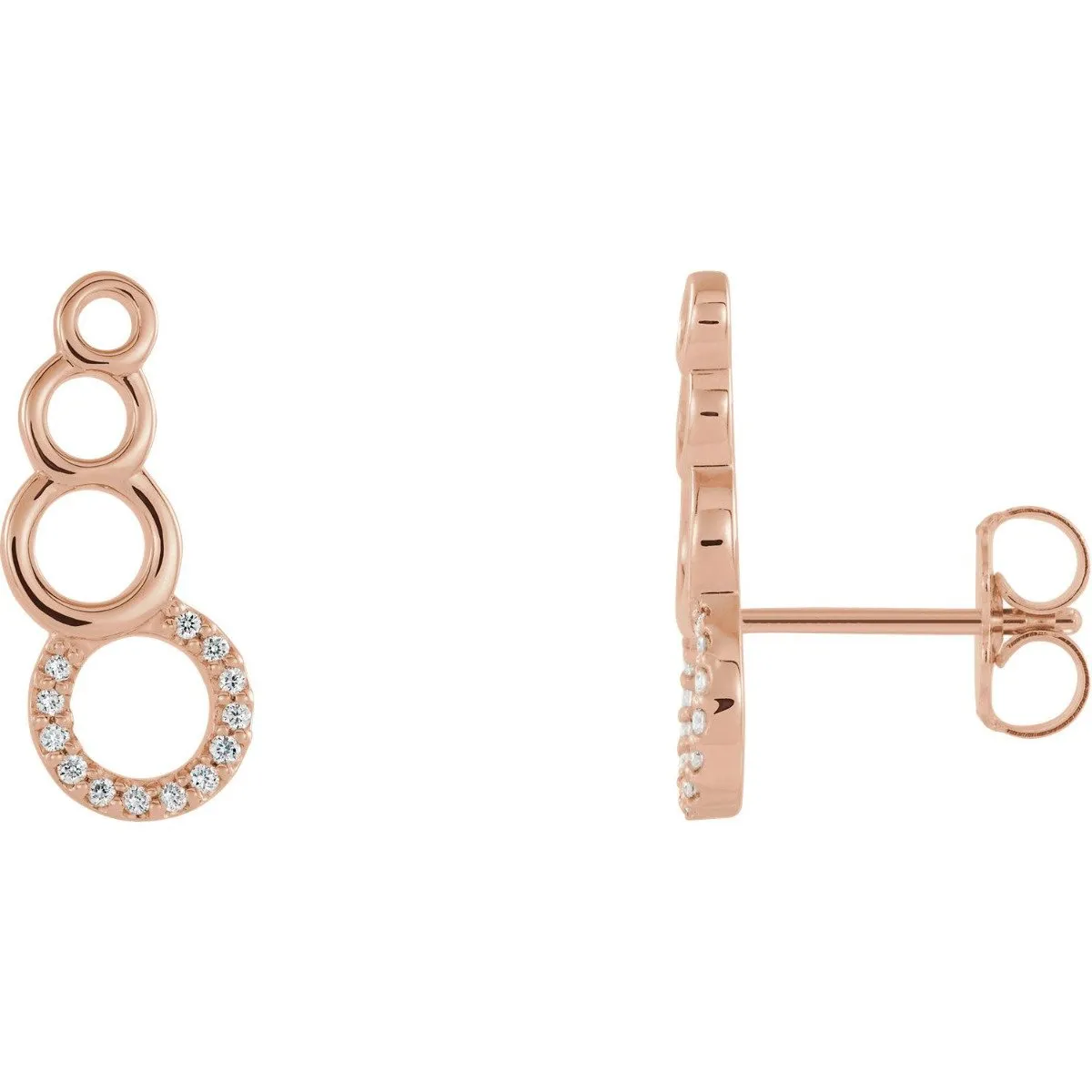 14KT GOLD 0.07 CTW DIAMOND GEOMETRIC EAR CLIMBER EARRINGS