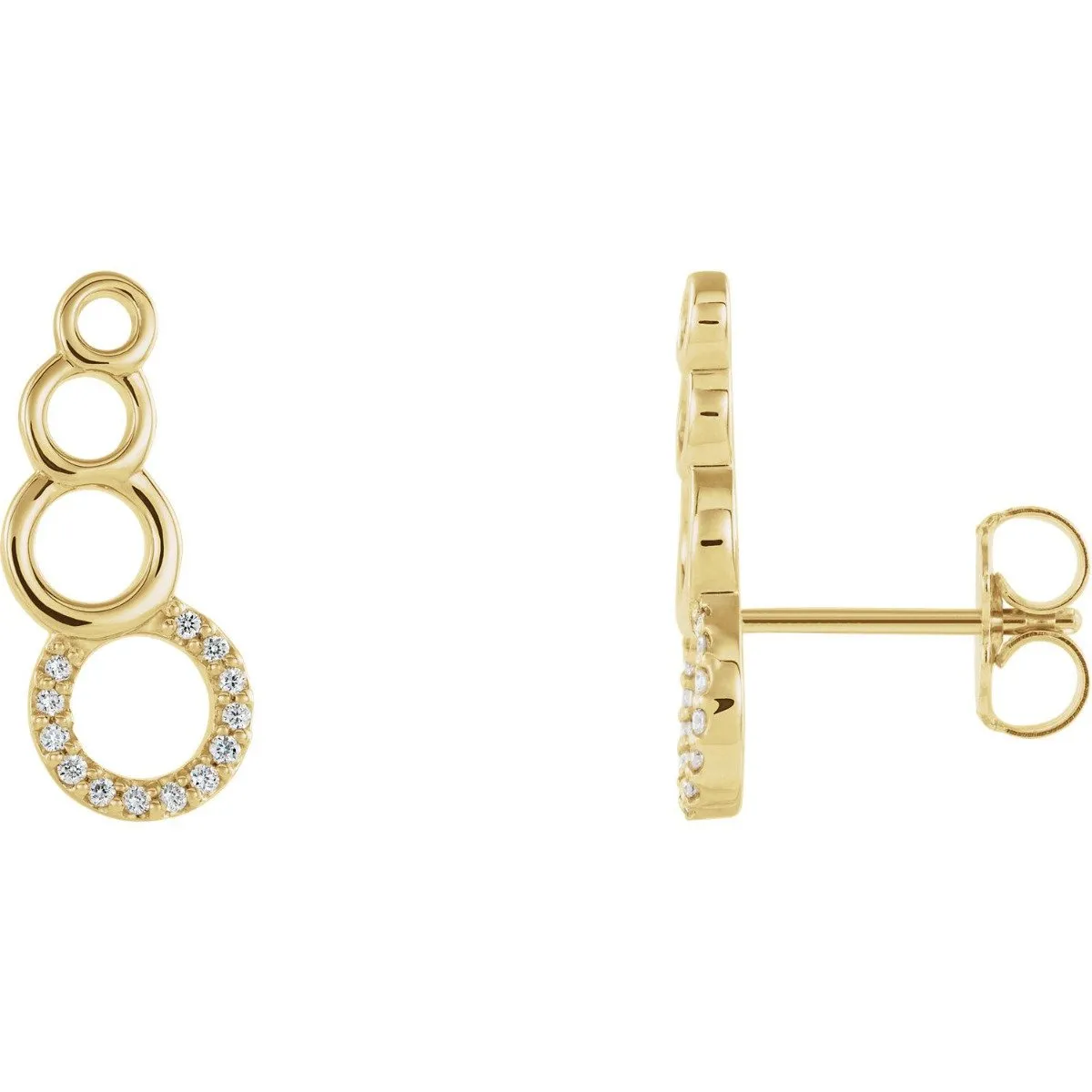 14KT GOLD 0.07 CTW DIAMOND GEOMETRIC EAR CLIMBER EARRINGS