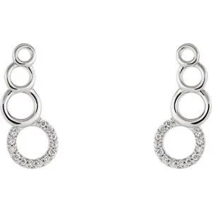 14KT GOLD 0.07 CTW DIAMOND GEOMETRIC EAR CLIMBER EARRINGS