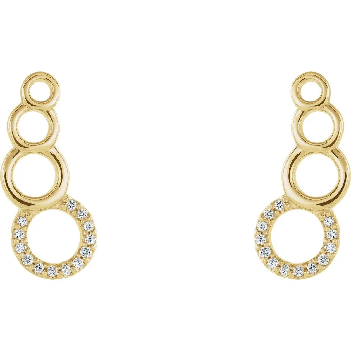 14KT GOLD 0.07 CTW DIAMOND GEOMETRIC EAR CLIMBER EARRINGS