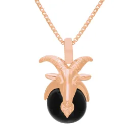 18ct Rose Gold Whitby Jet Zodiac Capricorn 9mm Bead Pendant