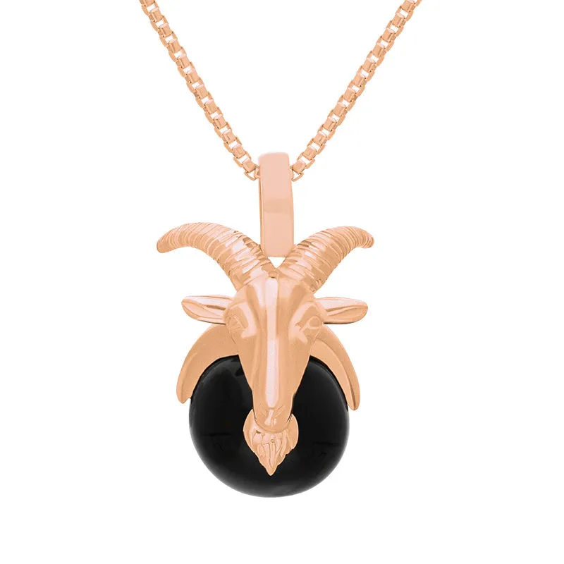 18ct Rose Gold Whitby Jet Zodiac Capricorn 9mm Bead Pendant