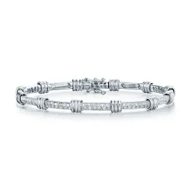 18ct White Gold Brilliant Cut Diamond Pave Set Bar Link Bracelet