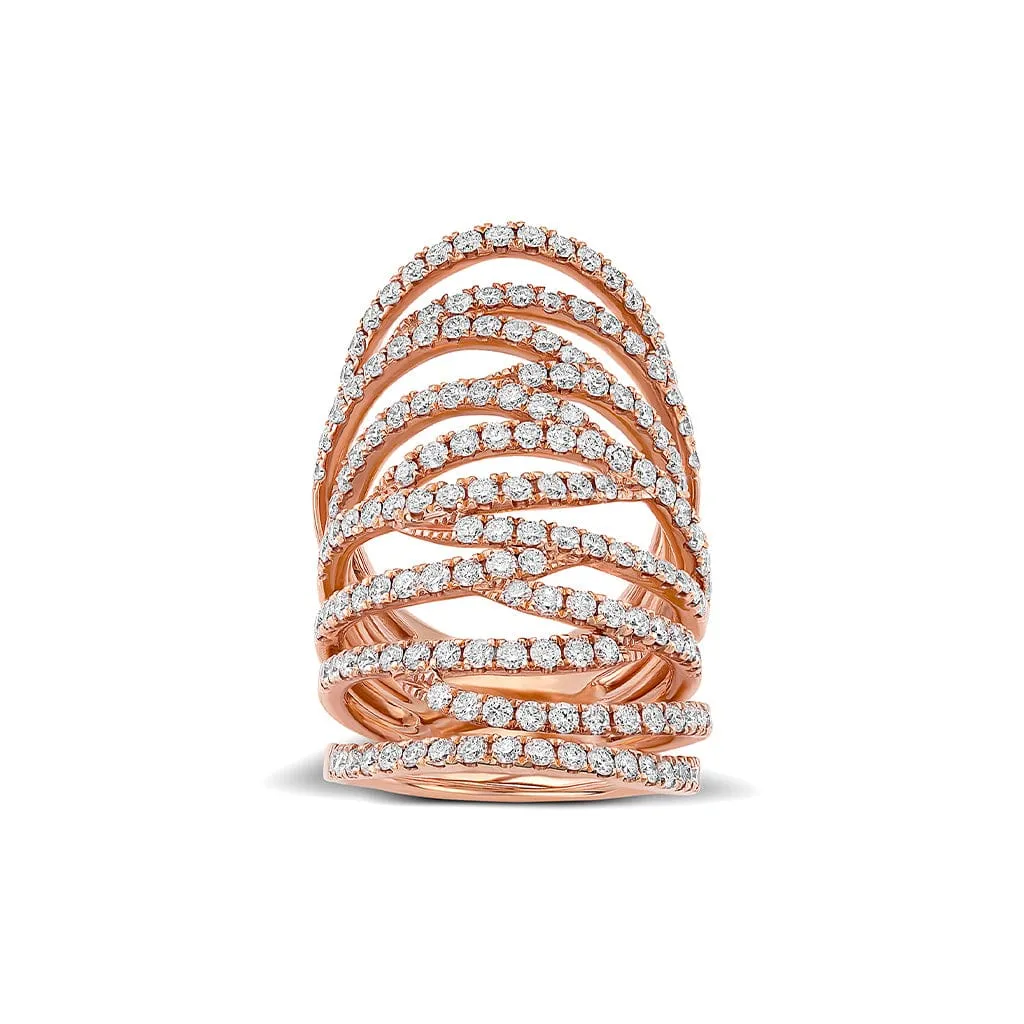 18k Rose Gold 3.01ctw Pave Diamond Long Lace Ring