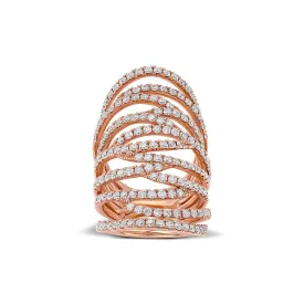 18k Rose Gold 3.01ctw Pave Diamond Long Lace Ring
