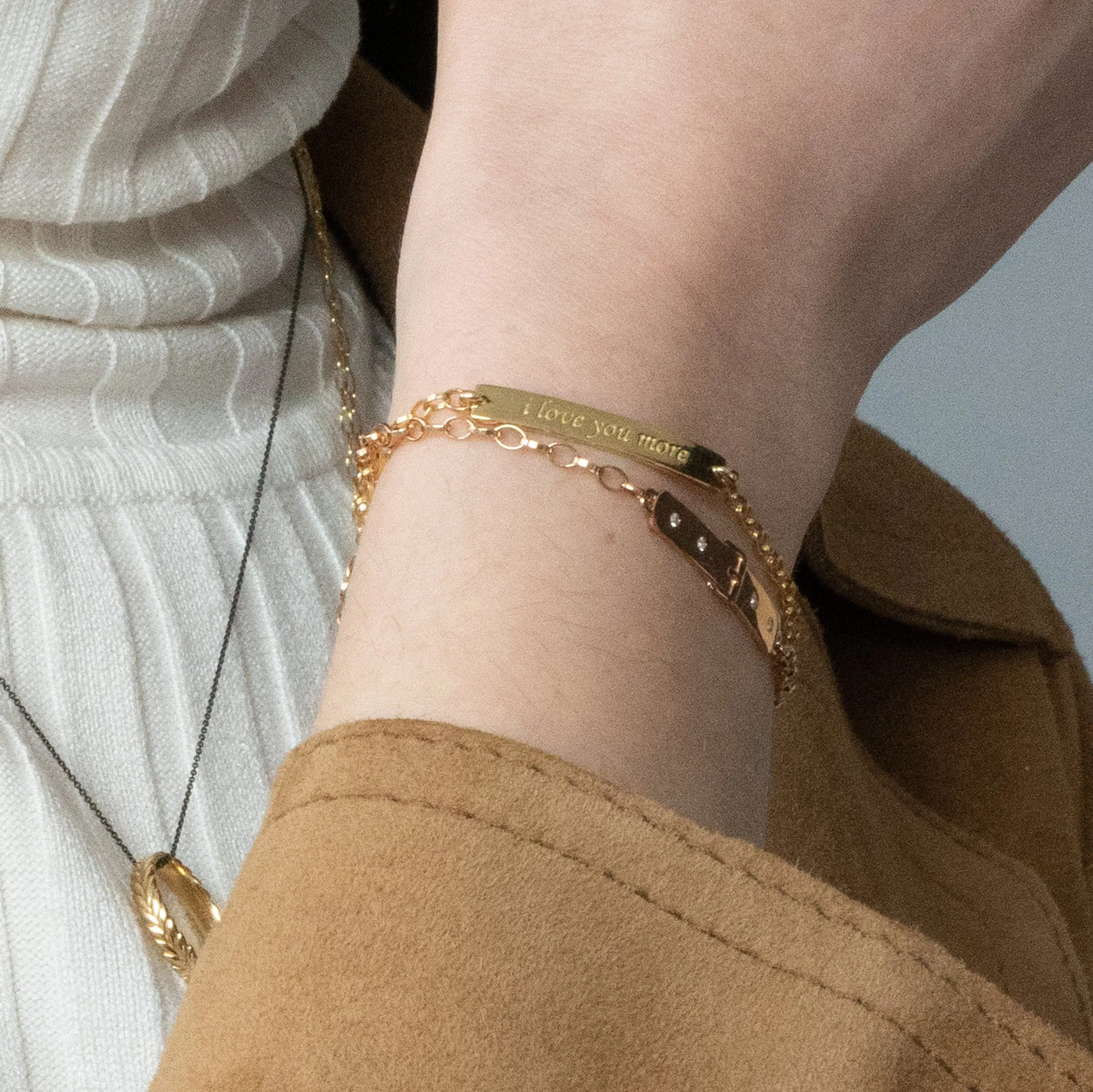 18K Yellow Gold "I Love You More" Petite Poesy Bracelet