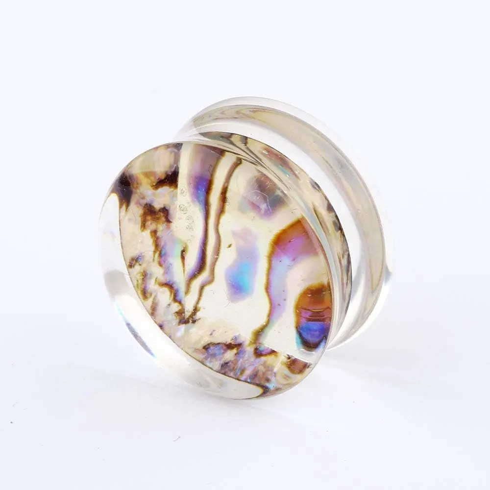 2 Pcs 6mm(2G) Acrylic Abalone Shell Pattern Ear Gauges Plugs Dual Horn Expander Piercing Jewelry For Men And Women