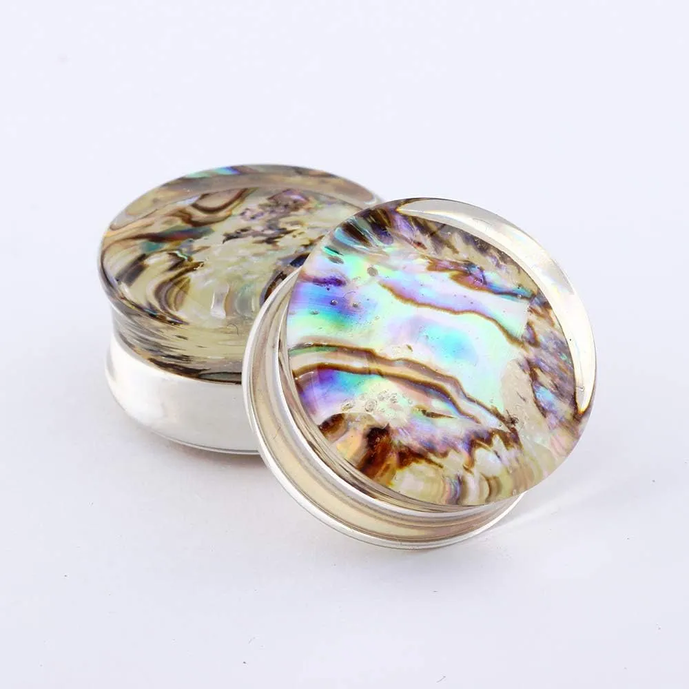 2 Pcs 6mm(2G) Acrylic Abalone Shell Pattern Ear Gauges Plugs Dual Horn Expander Piercing Jewelry For Men And Women