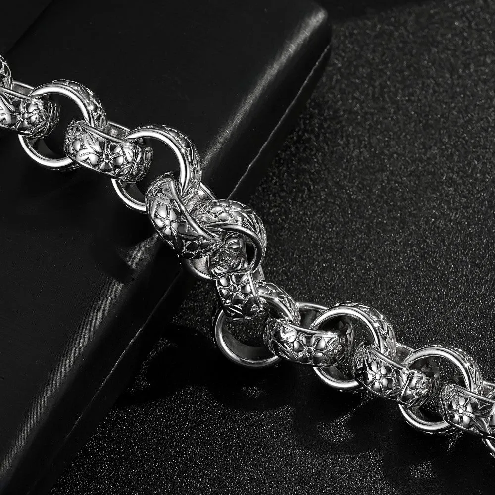 20mm Silver Filled Ornate Belcher Bracelet Albert Clasp 7.5/8 Inch