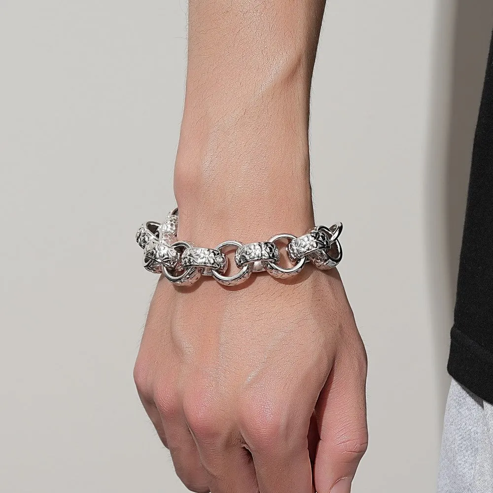 20mm Silver Filled Ornate Belcher Bracelet Albert Clasp 7.5/8 Inch
