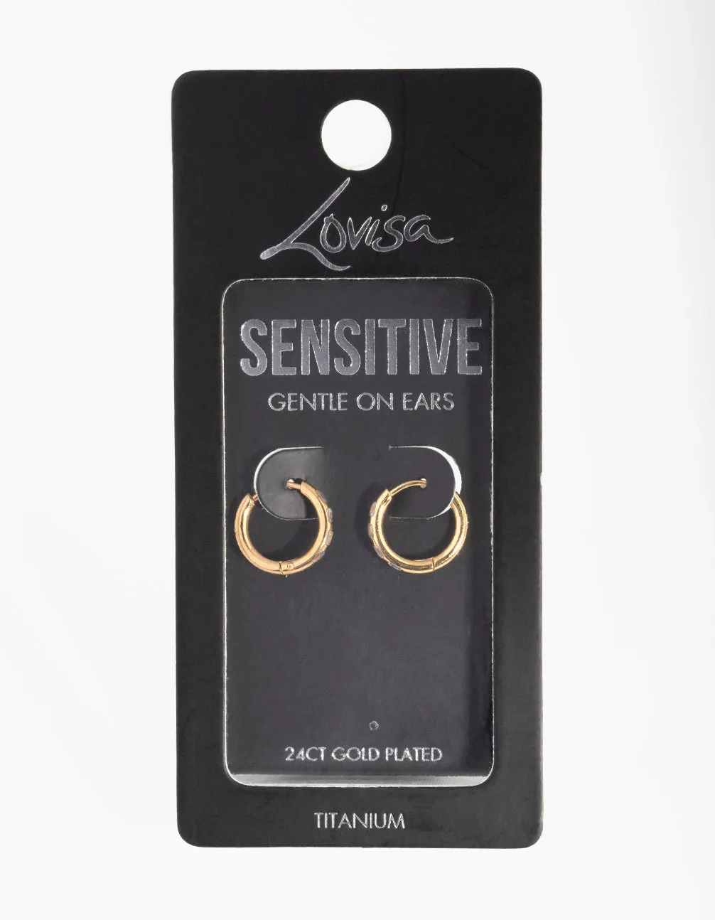 24 Carat Gold Plated Surgical Steel Diamante Huggie Earrings