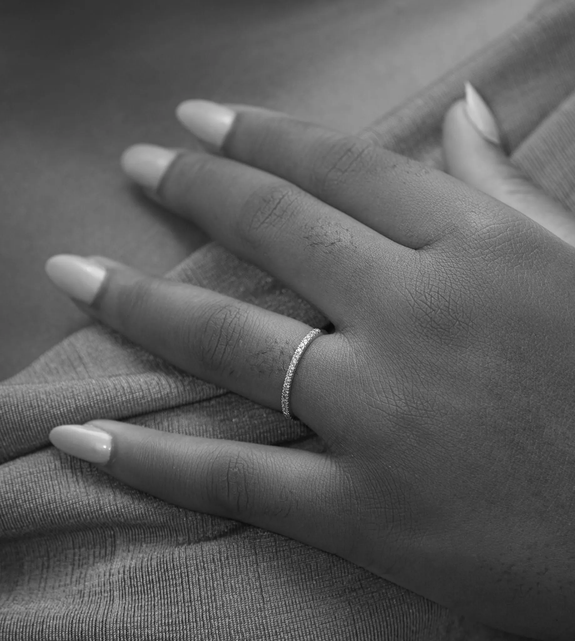 2mm Pave CZ Sterling Silver Wedding Ring