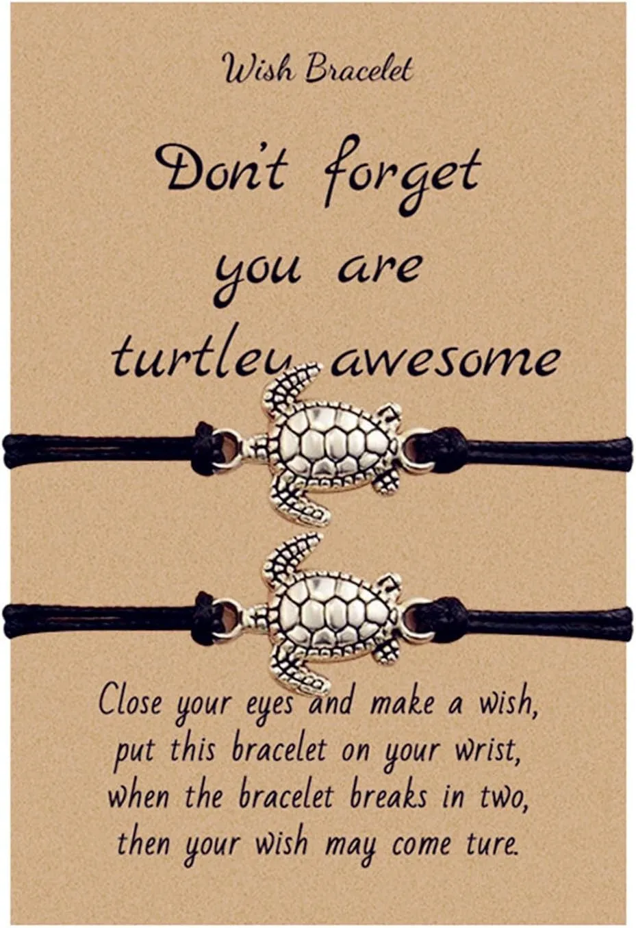 2Pcs Sea Turtle Anklet Bracelets Set Handmade Boho Silver Turtle Ocean Animal Inspirational Adjustable String Bracelet with Card for Men Women BFF Couples Bohemian Summer Hawaiian Beach Holiday Jewelry