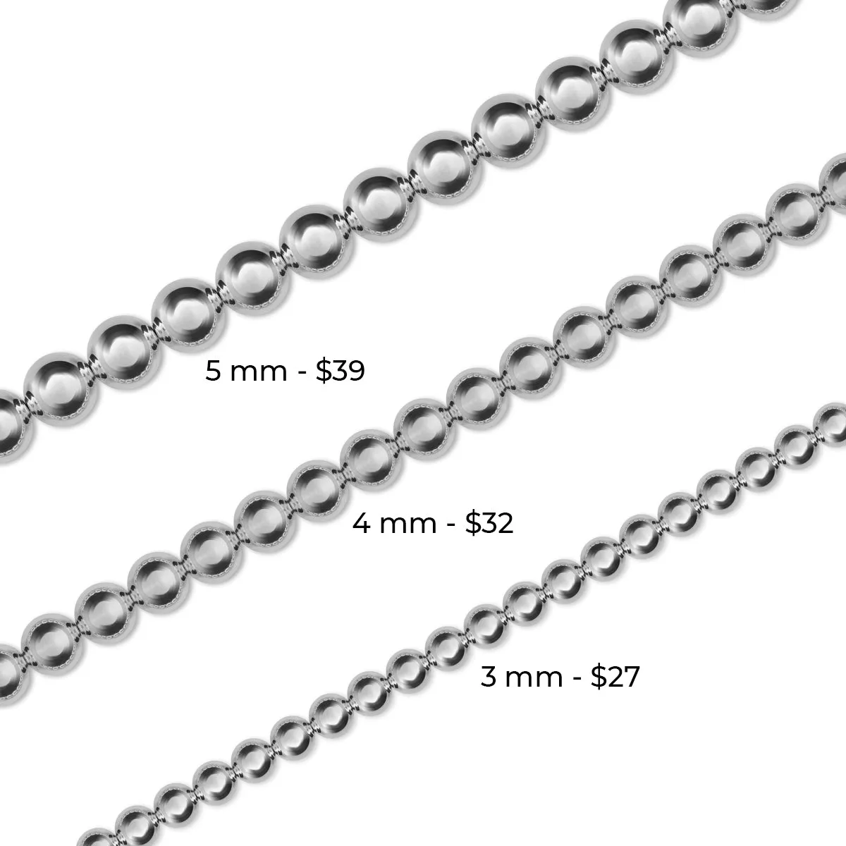 3 mm Ball 925 Sterling Silver Bracelet
