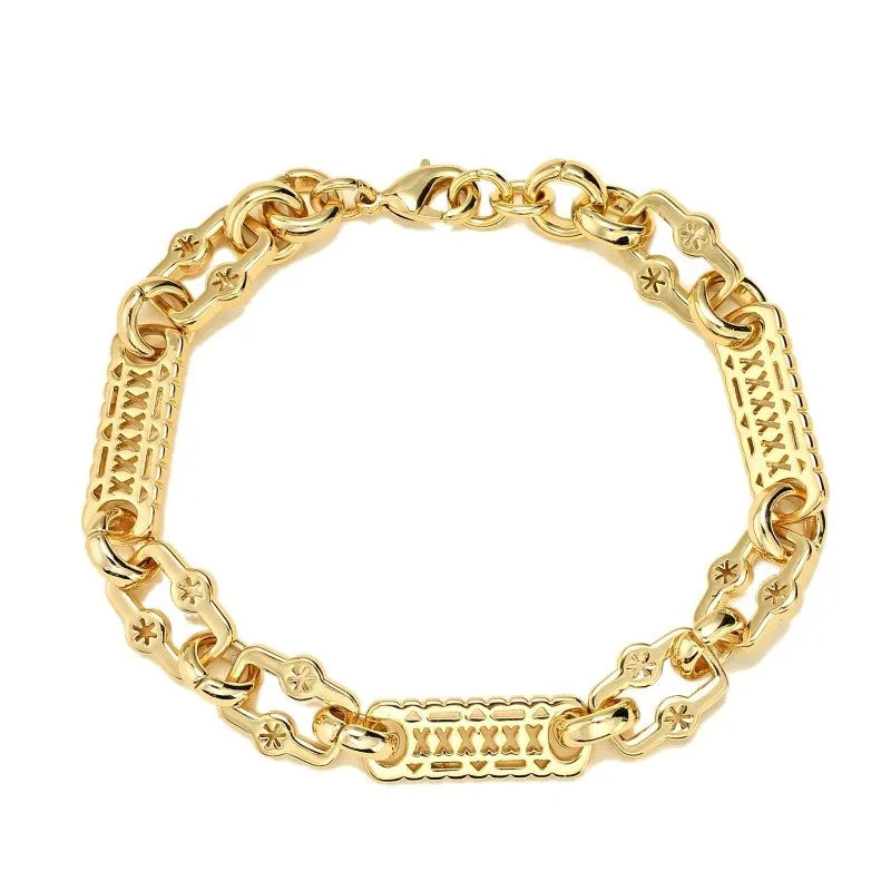 9mm Gold Filled Bonded Stars and Bars Bracelet 8.5/9 Inches