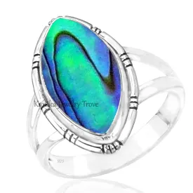 Abalone Shell Gemstone Solid Sterling Silver Handmade Jewelry Ring Mother's Day Gift, Ring for Women & Girl