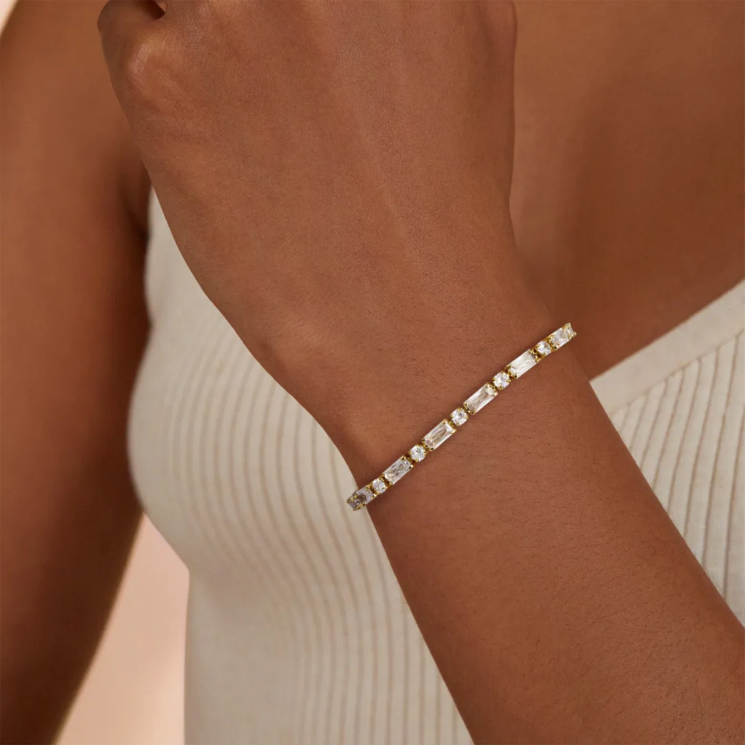 Adjustable Slider Diamond Tennis Bracelets-Alternate White CZ