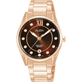 Alba Fashion Analogue Rose Gold Stainless Steel Watch AG8M58X