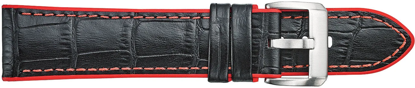 Alligator Embossed Leather Watchband with Silicone Lining  368