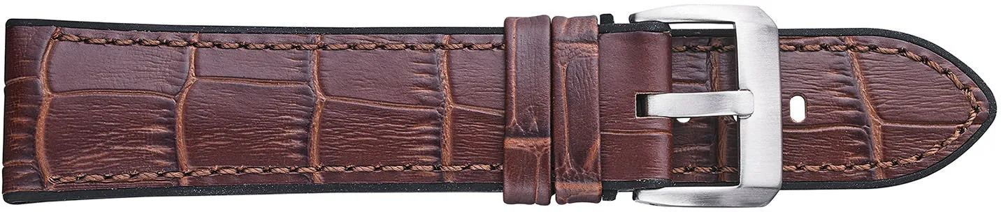 Alligator Embossed Leather Watchband with Silicone Lining  368