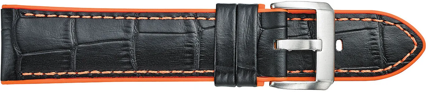 Alligator Embossed Leather Watchband with Silicone Lining  368