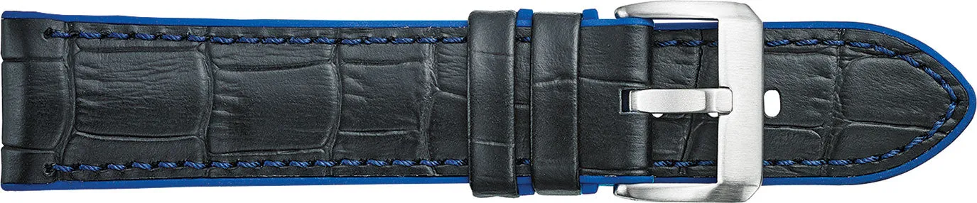 Alligator Embossed Leather Watchband with Silicone Lining  368