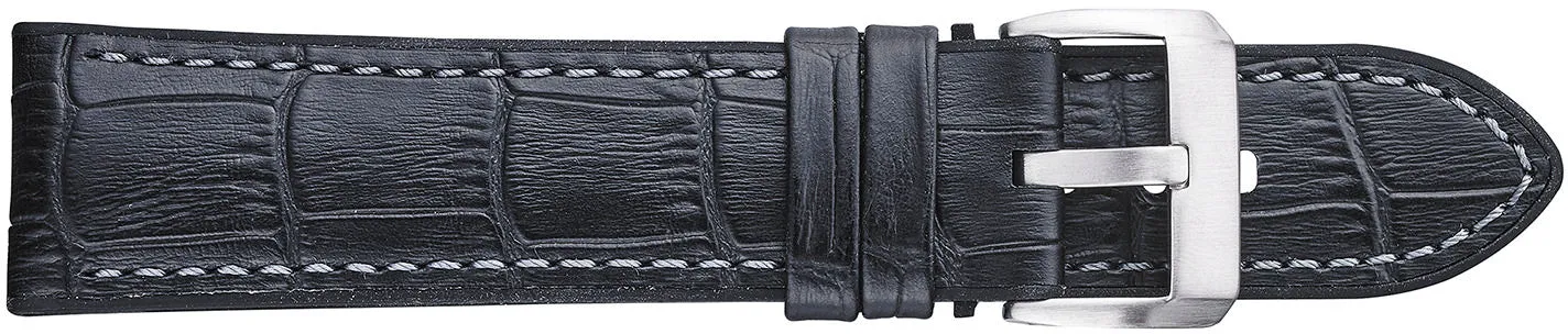 Alligator Embossed Leather Watchband with Silicone Lining  368