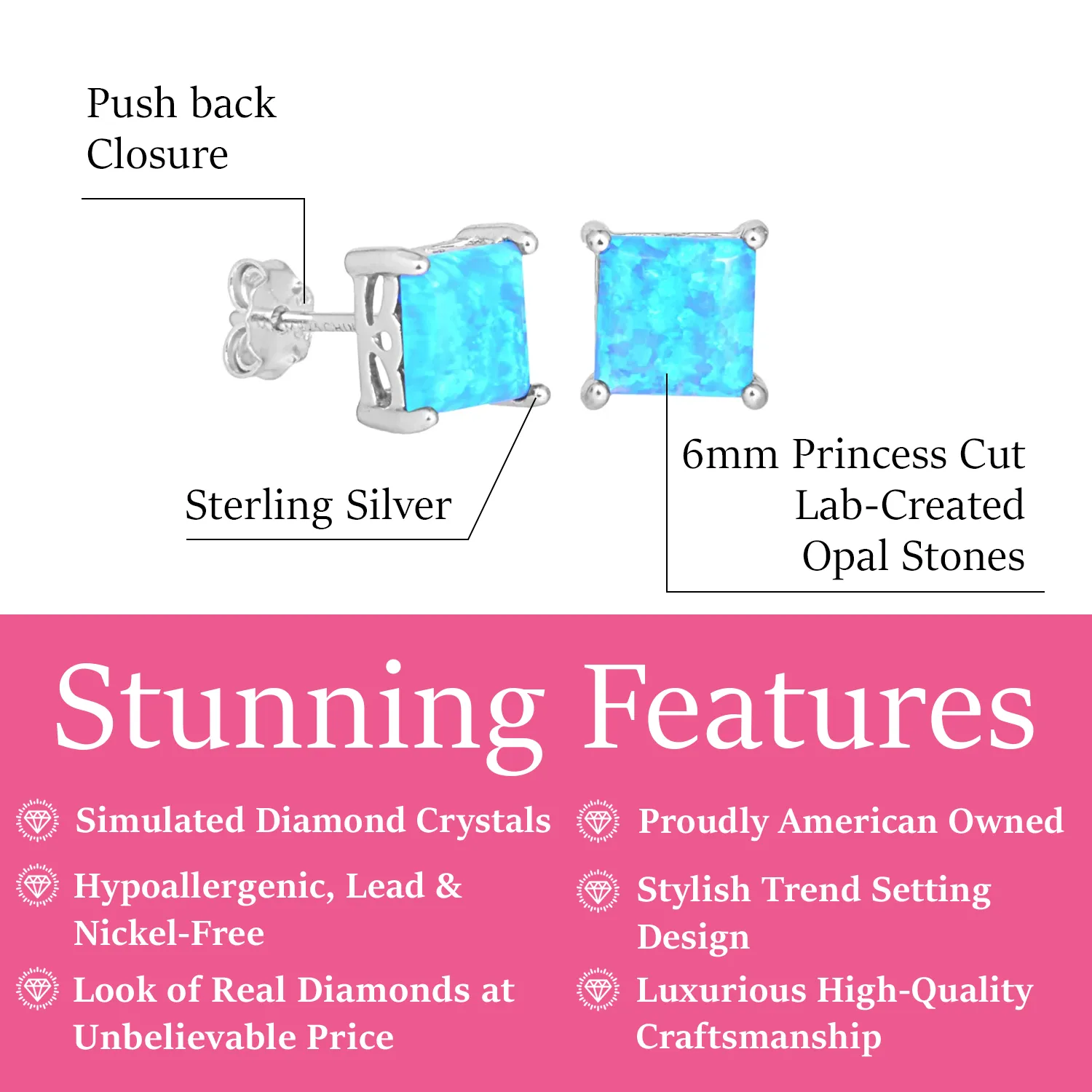 Amphitrite Opal Sterling Silver Stud Earrings