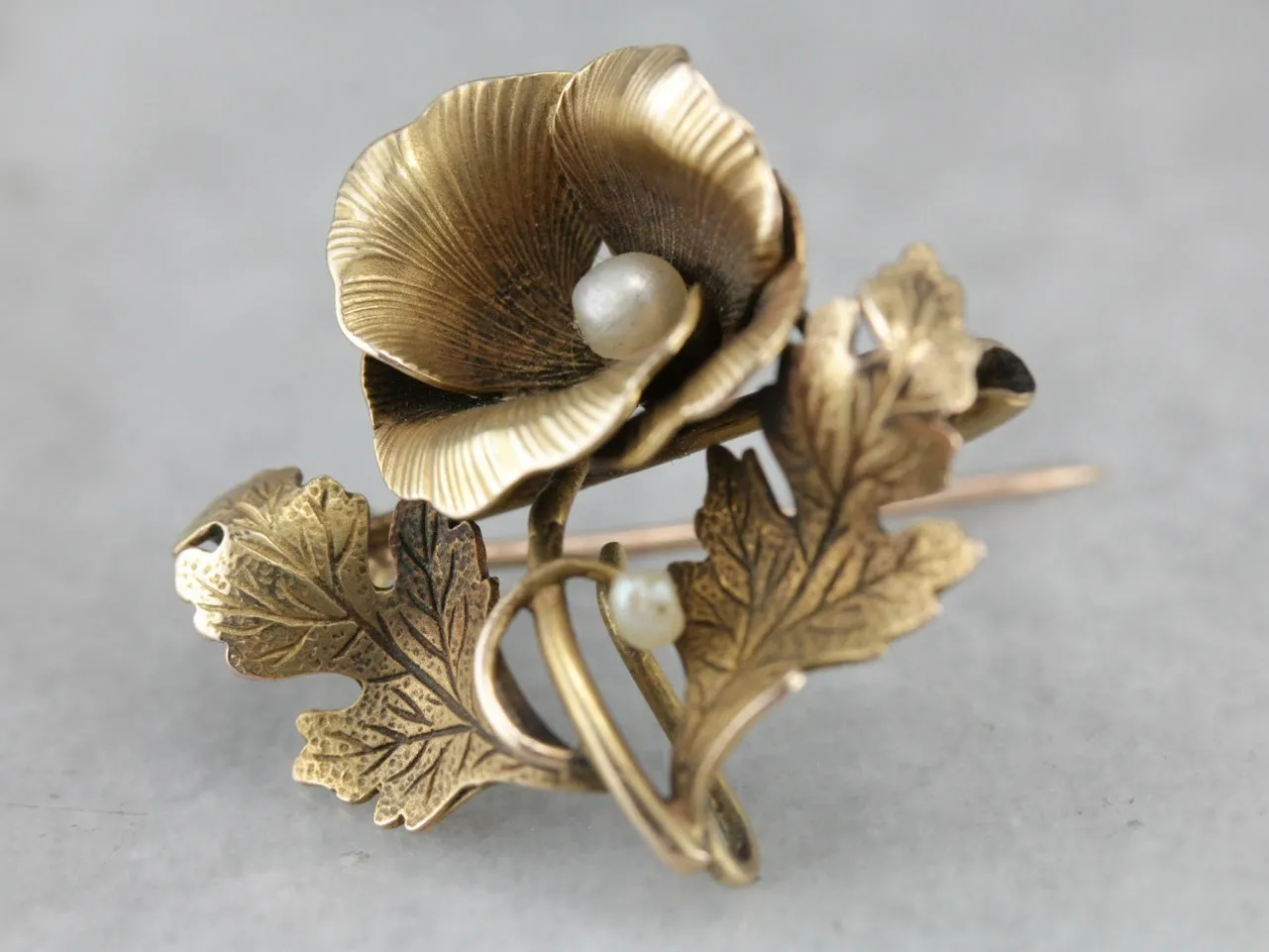 Antique Victorian Pearl Flower Pin
