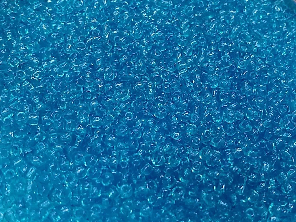 Aqua Blue Transparent Round Rocaille Glass Seed Beads (Wholesale)