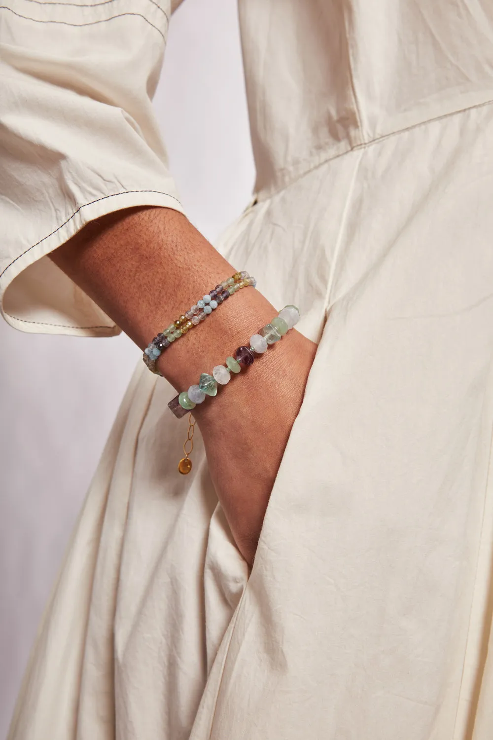 Aurora Double Naked Wrap Bracelet Green Mix