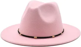 Autumn and Winter Woolen British Jazz Hat, European and American Flat Brim Top Hat Four Seasons Versatile Felt Hat Fengyan Cowboy Hats (Color : Rose Red, Size : Large(59-61cm))