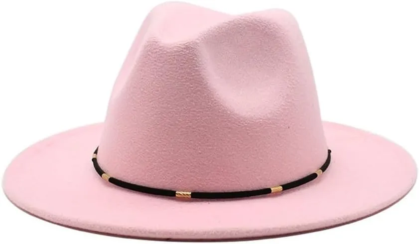 Autumn and Winter Woolen British Jazz Hat, European and American Flat Brim Top Hat Four Seasons Versatile Felt Hat Fengyan Cowboy Hats (Color : Rose Red, Size : Large(59-61cm))
