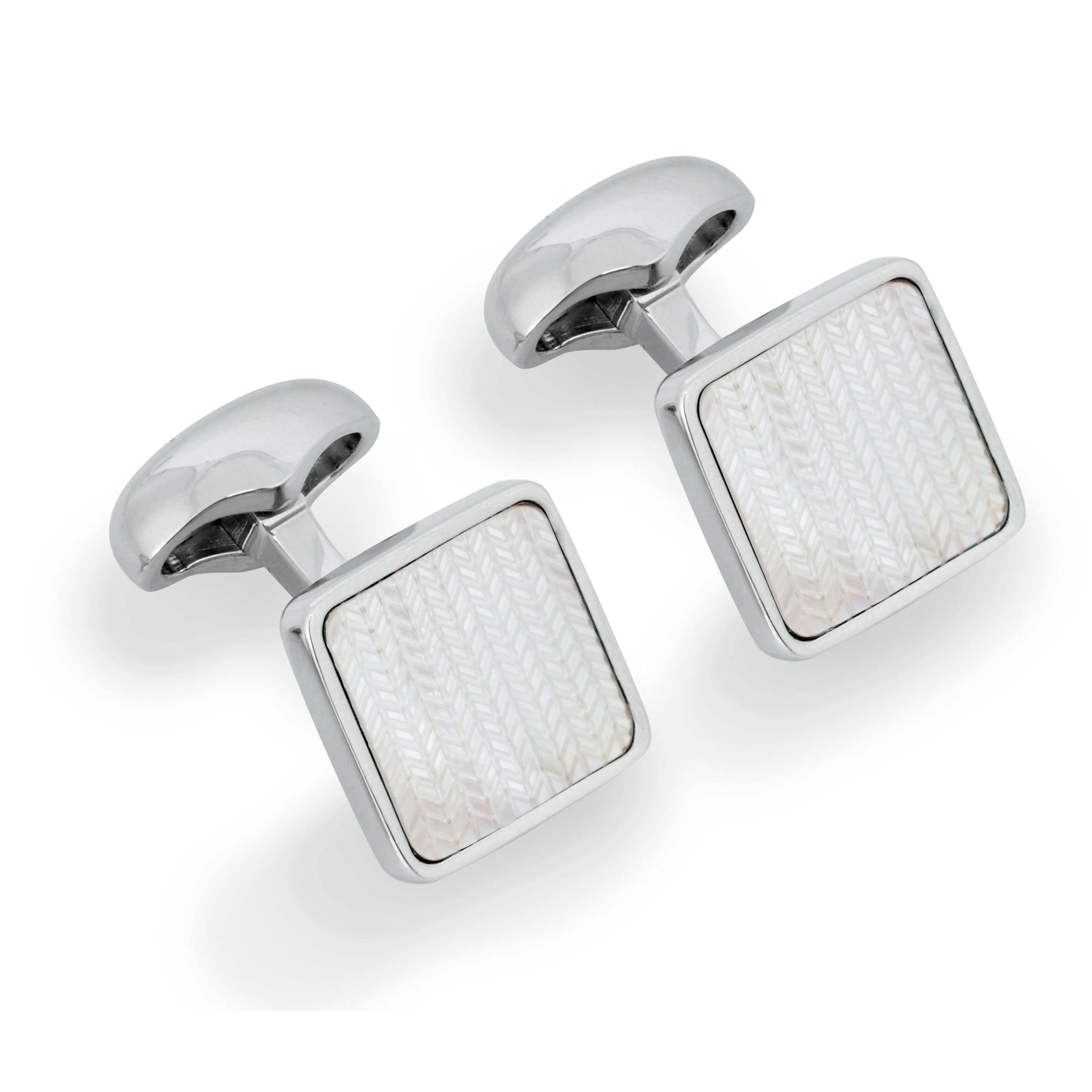 Babette Wasserman Key Stone Mother of Pearl Herringbone Cufflinks