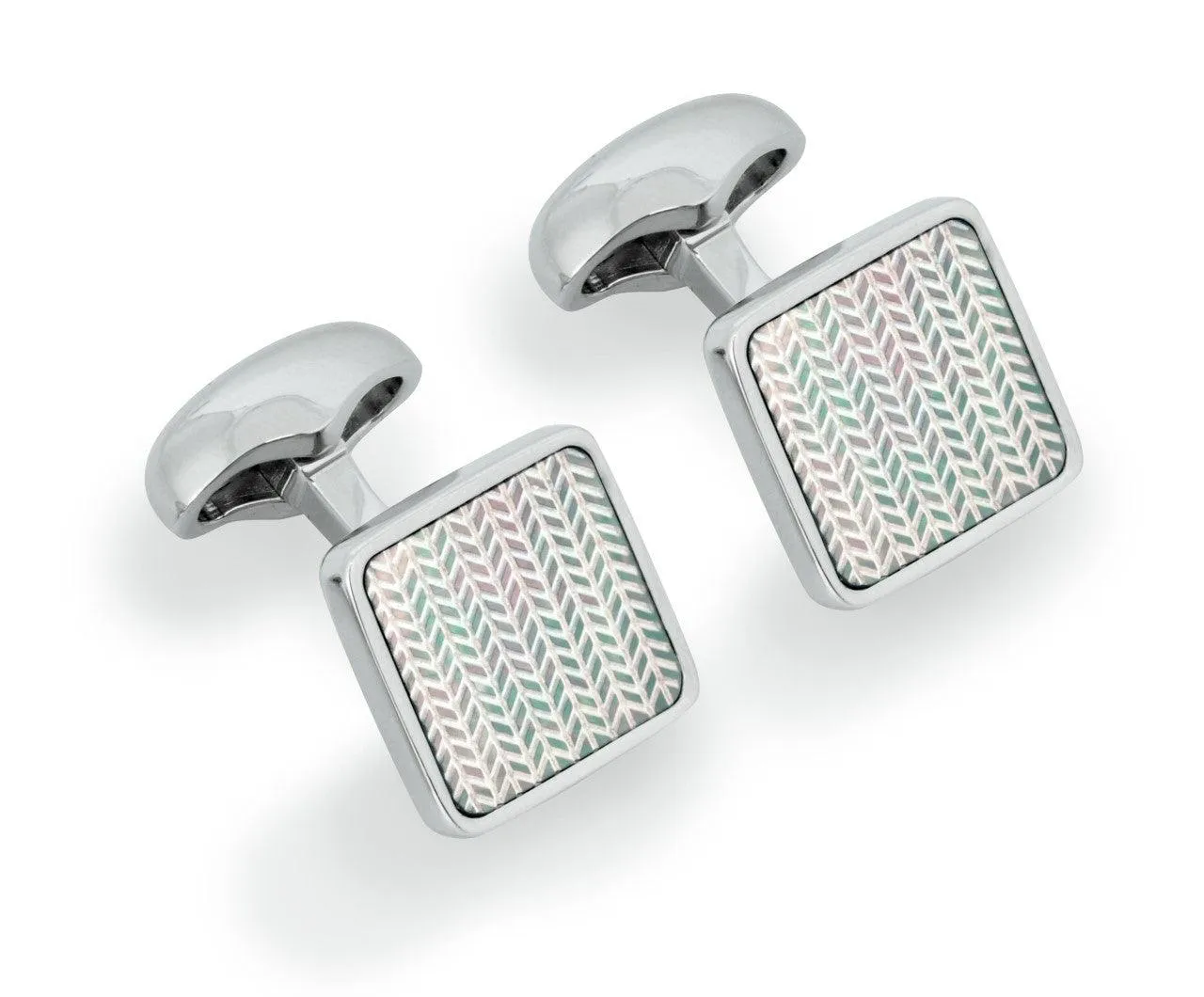 Babette Wasserman Key Stone Mother of Pearl Herringbone Cufflinks