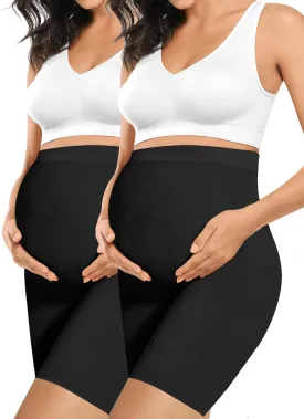 Baby Bump Premium Maternity Shapewear, High Waisted Mid-Thigh Pregnancy Underwear Prevent Chaffing Soft Adominal Support