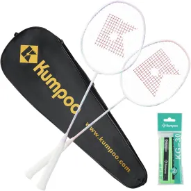 Badminton Racket Set with 2 Carbon Shaft Badminton Rackets, 1 Grip Tape, 1 Carry Bag, 3U Professional Badminton Racquets Lightweight Durable for Beginners Outdoor Games