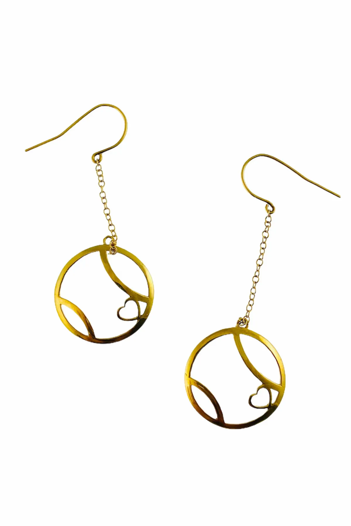 Ball   Heart Solid Gold Earrings