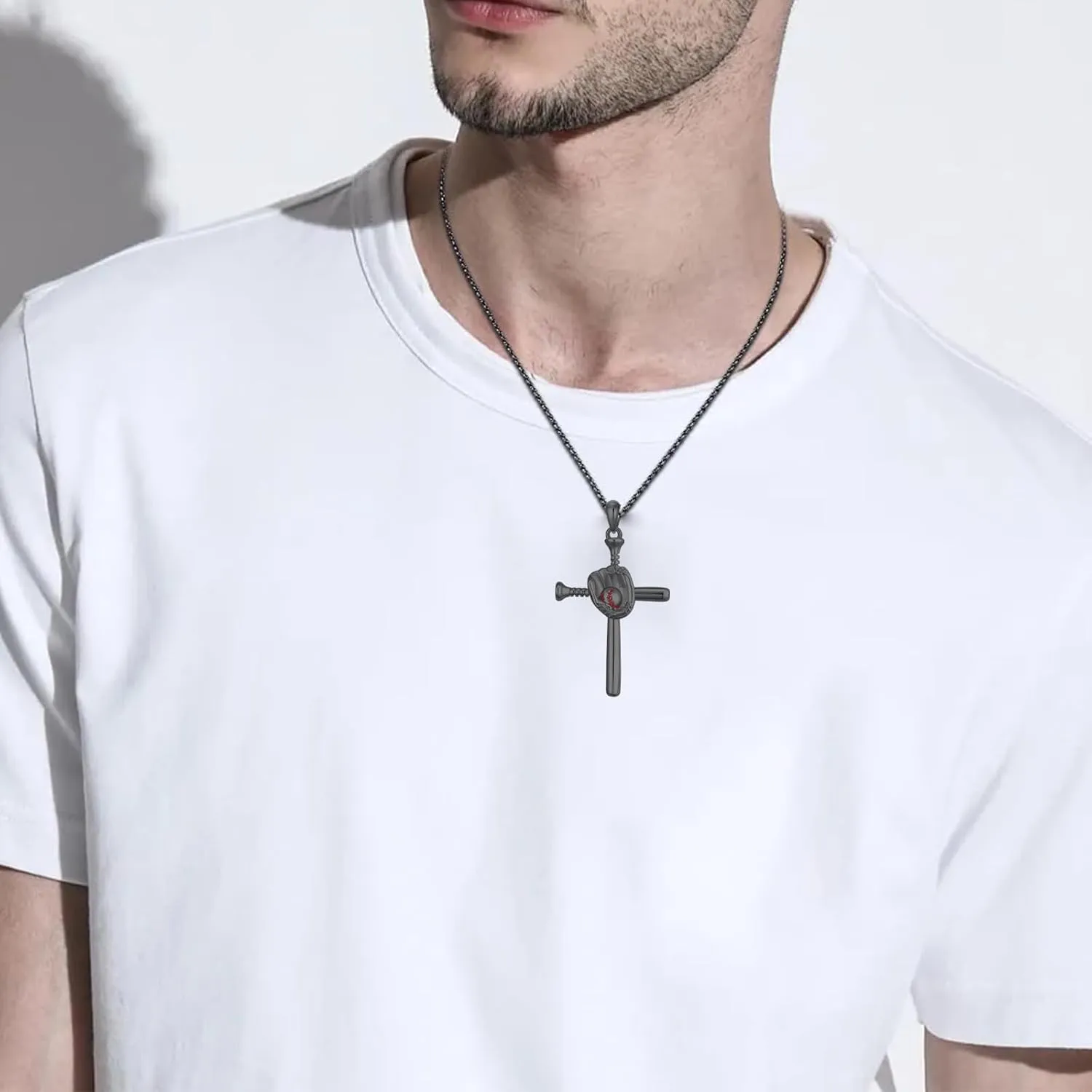 Baseball Football Soccer Basketball Pendant Necklace 925 Sterling Silver Sports Jewelry for Men