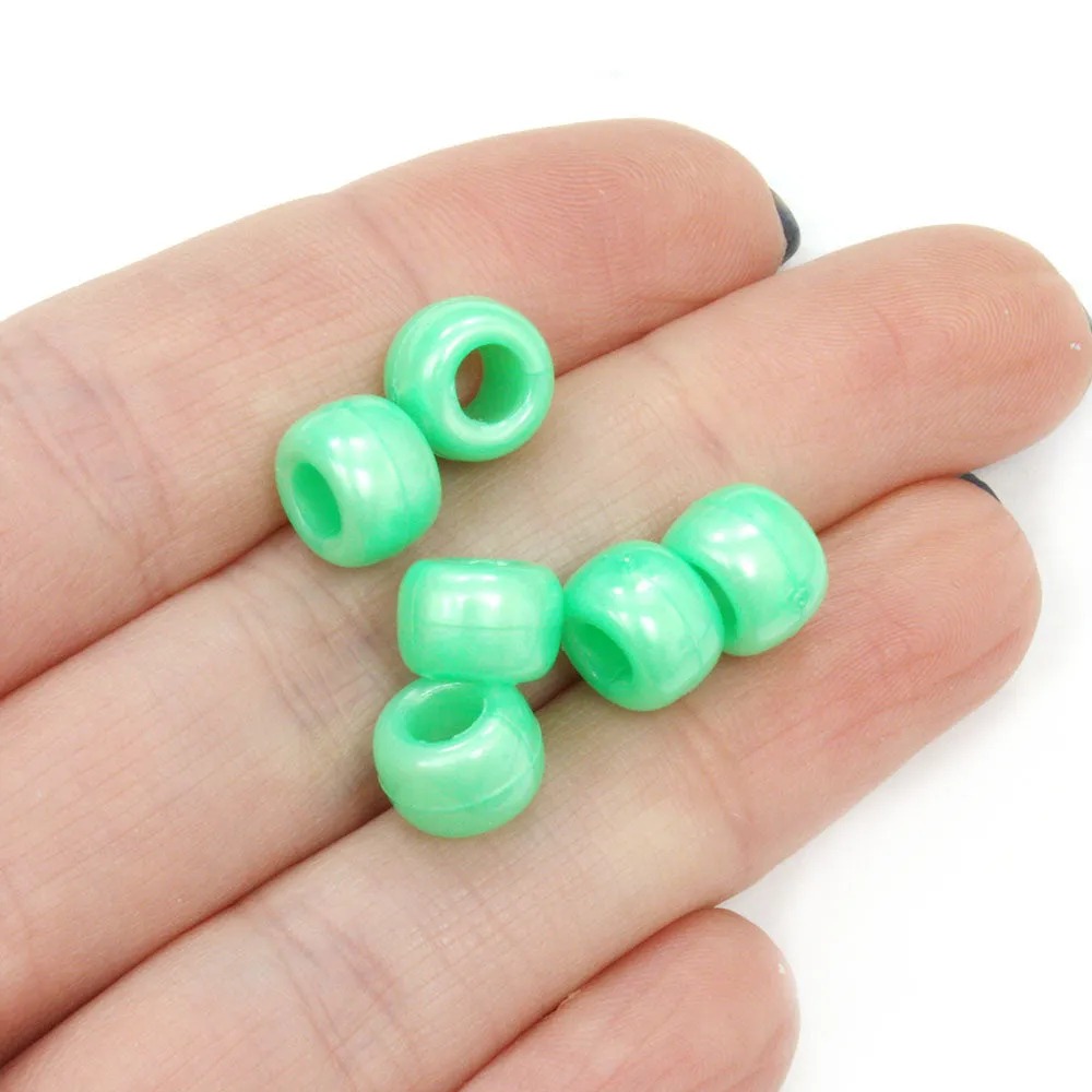 Bath Pearl Green Plastic Barrel Pony 6x8mm-Pack of 500
