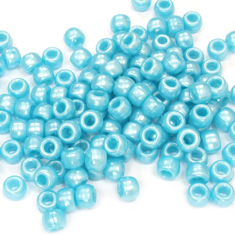 Bath Pearl Sky Blue Plastic Barrel Pony 6x8mm-Pack of 500