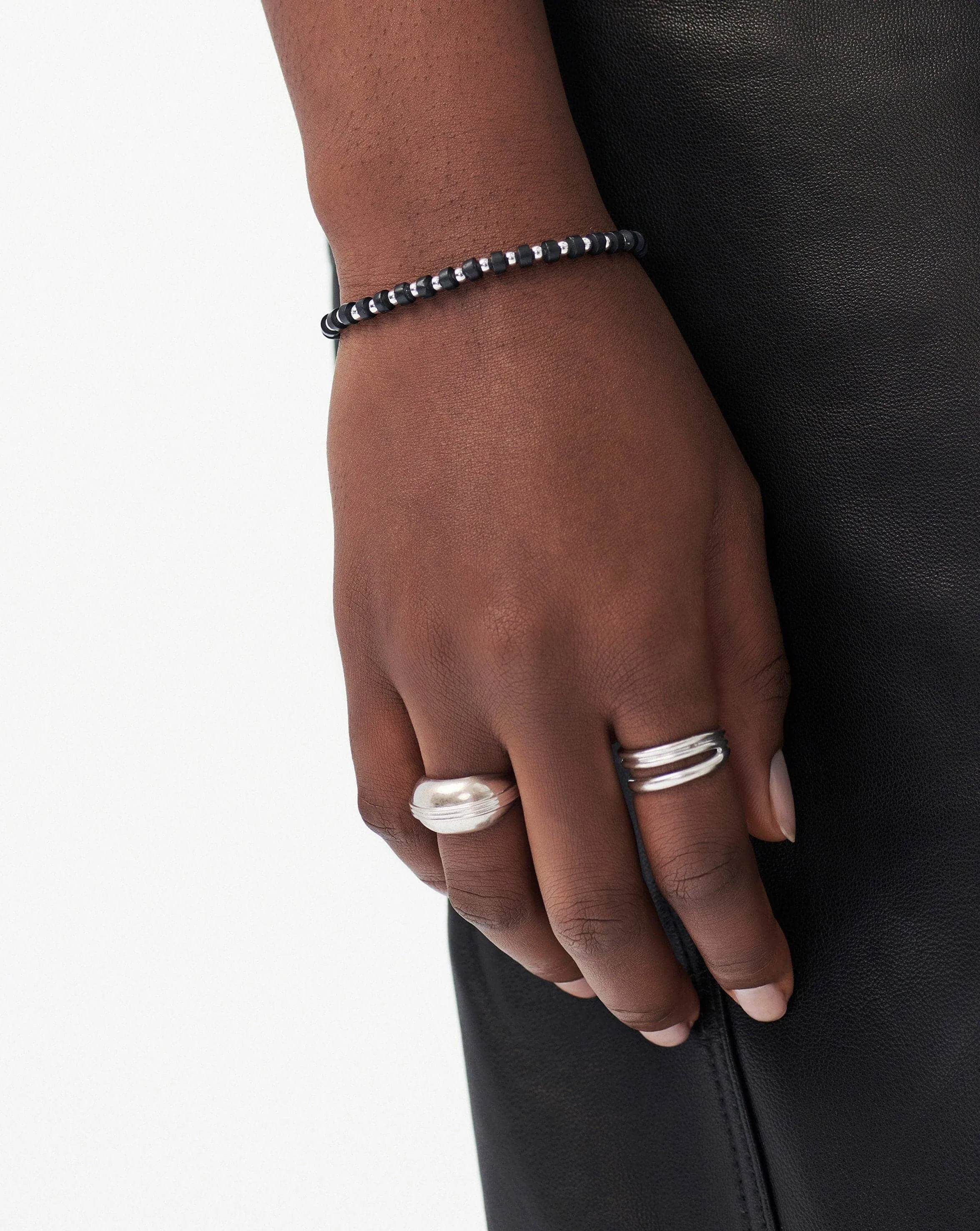 Beaded Bracelet | Silver Plated/Black Onyx