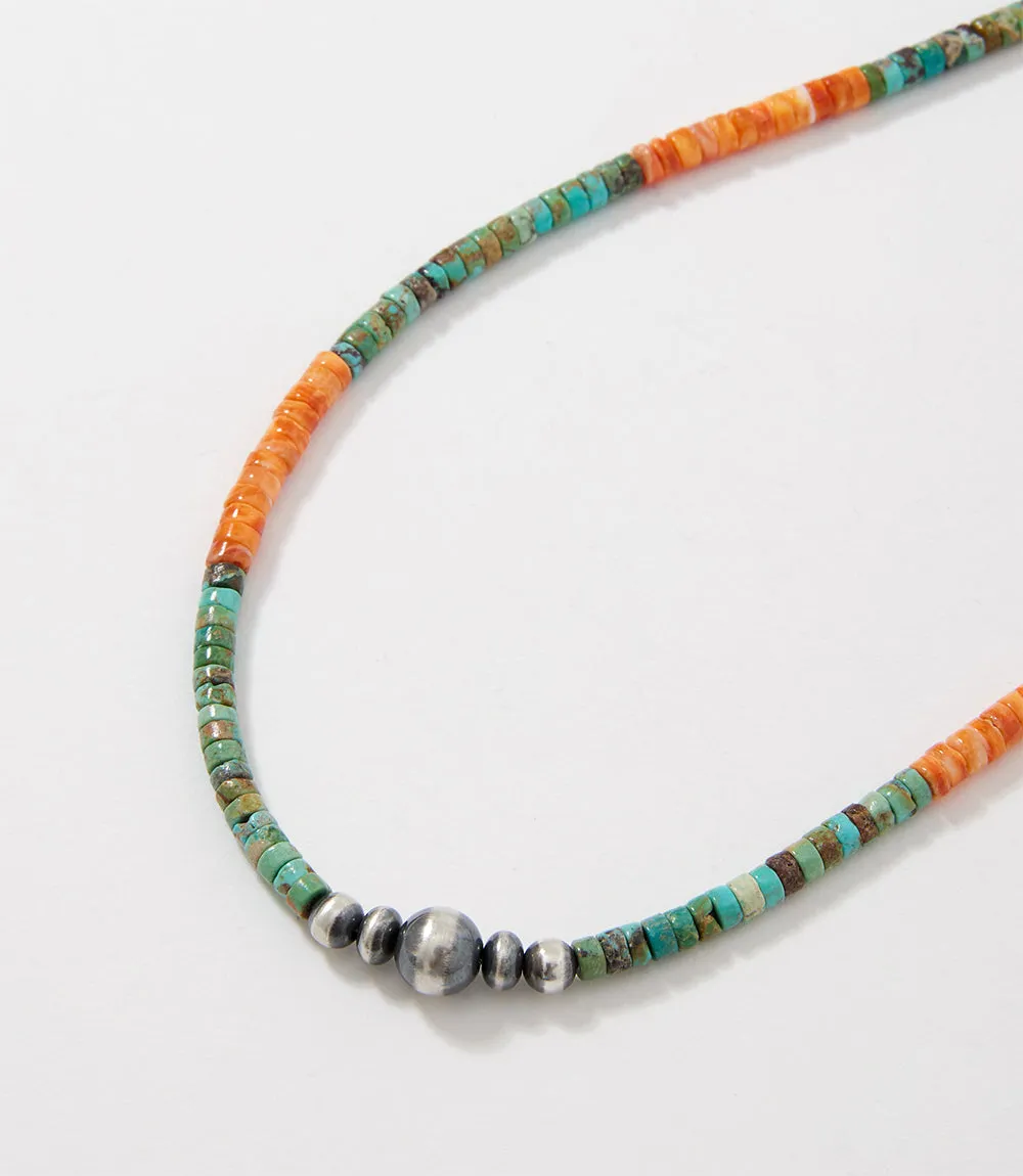 Beaded Turquoise & Spiny Oyster Necklace